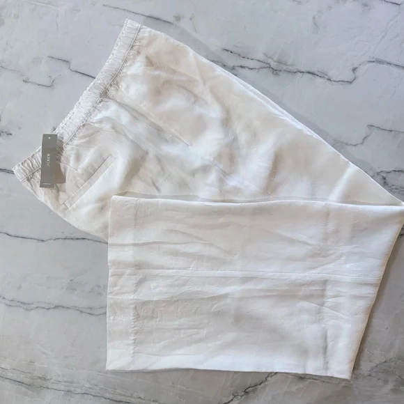 NWT J.Crew ($148) Stratus Pant Textured Satin Ivory Small - Picture 5 of 8